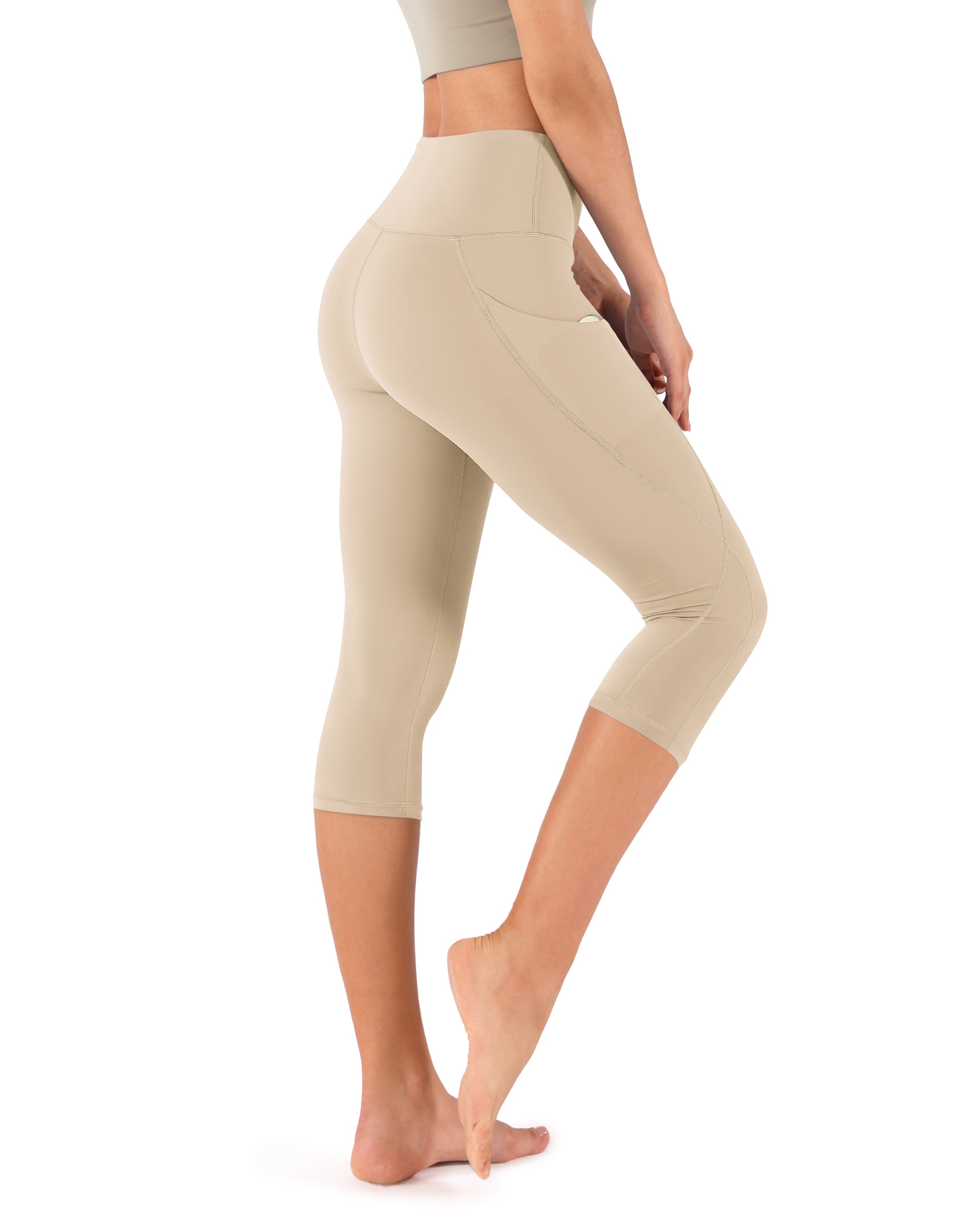 19" High Waist Yoga Capris with Pockets - ododos