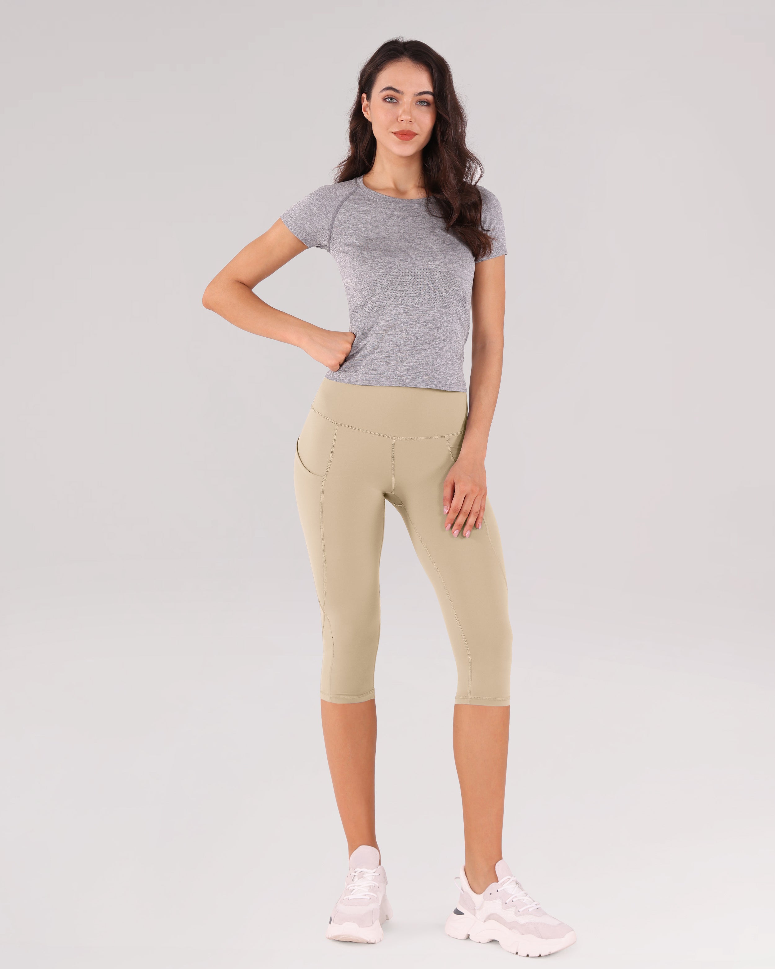 19" High Waist Yoga Capris with Pockets - ododos