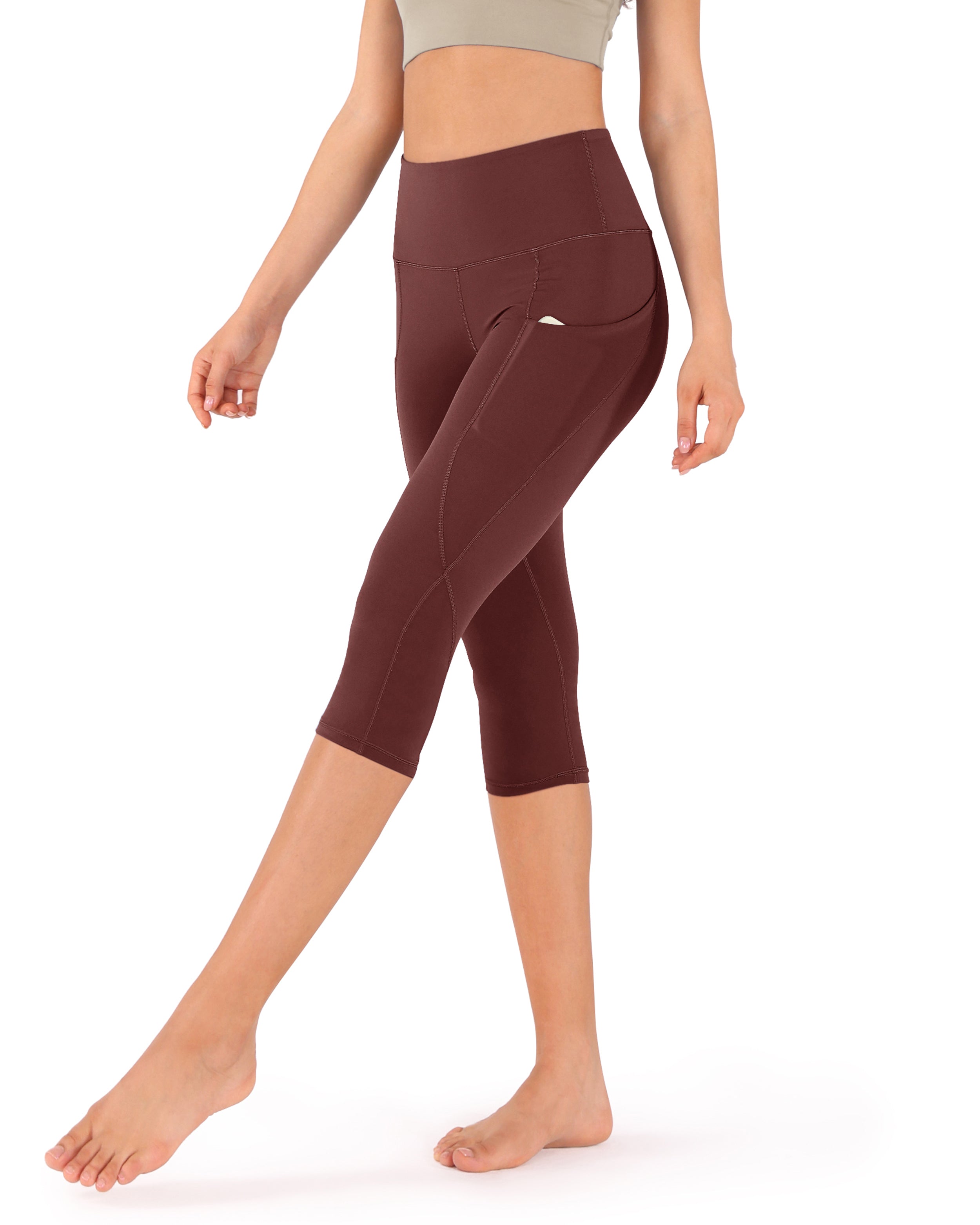 19" High Waist Yoga Capris with Pockets - ododos