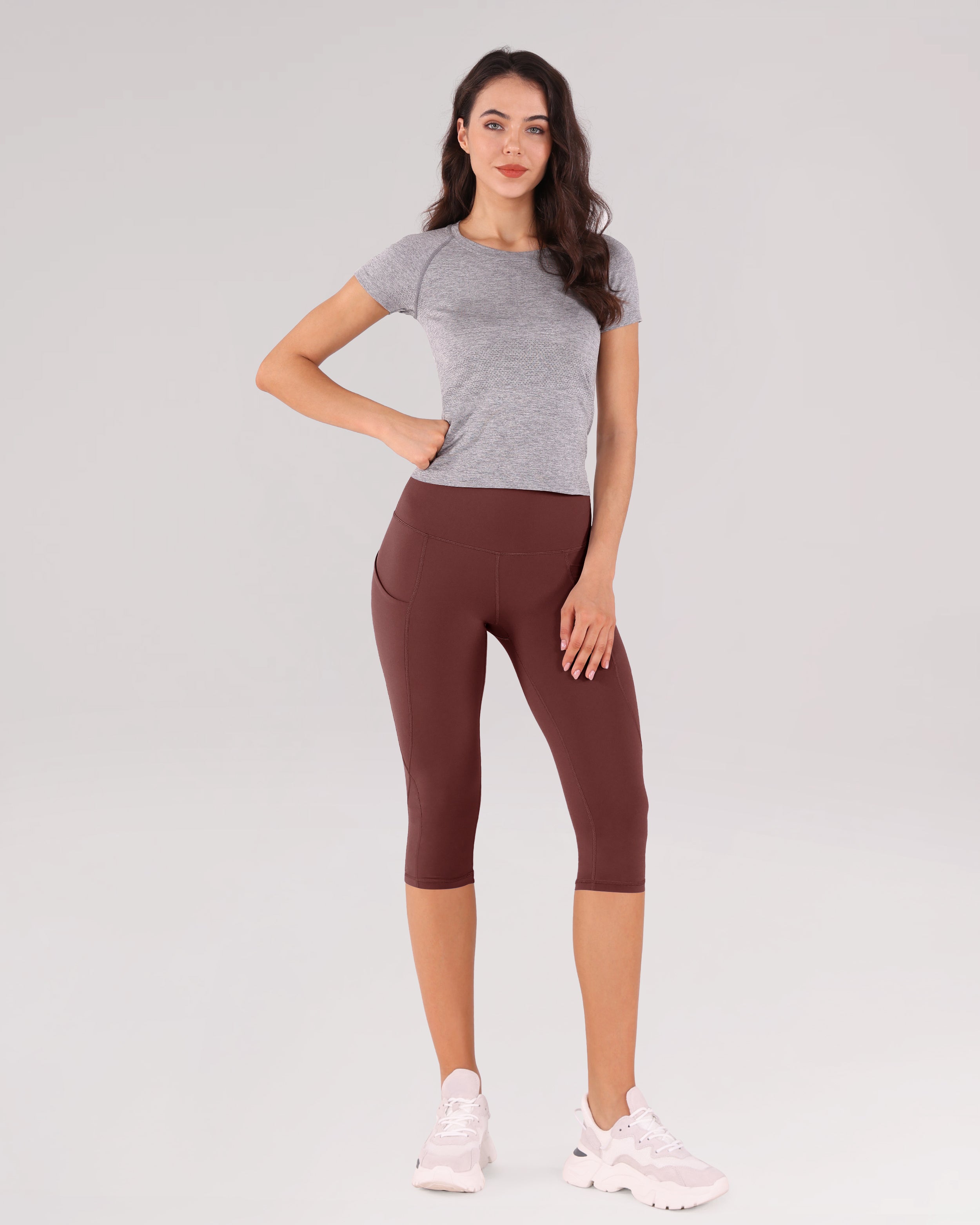 19" High Waist Yoga Capris with Pockets - ododos