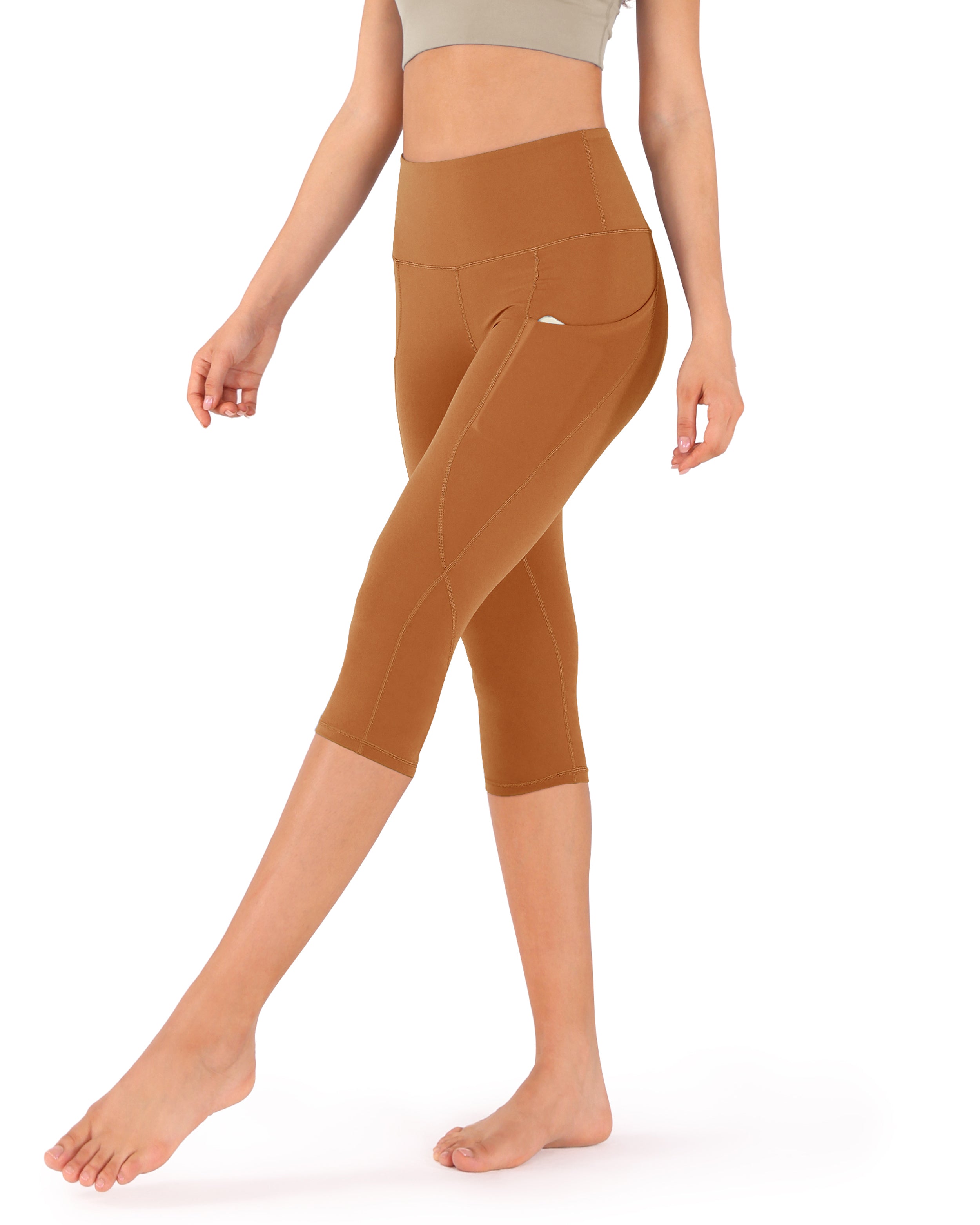 19" High Waist Yoga Capris with Pockets - ododos