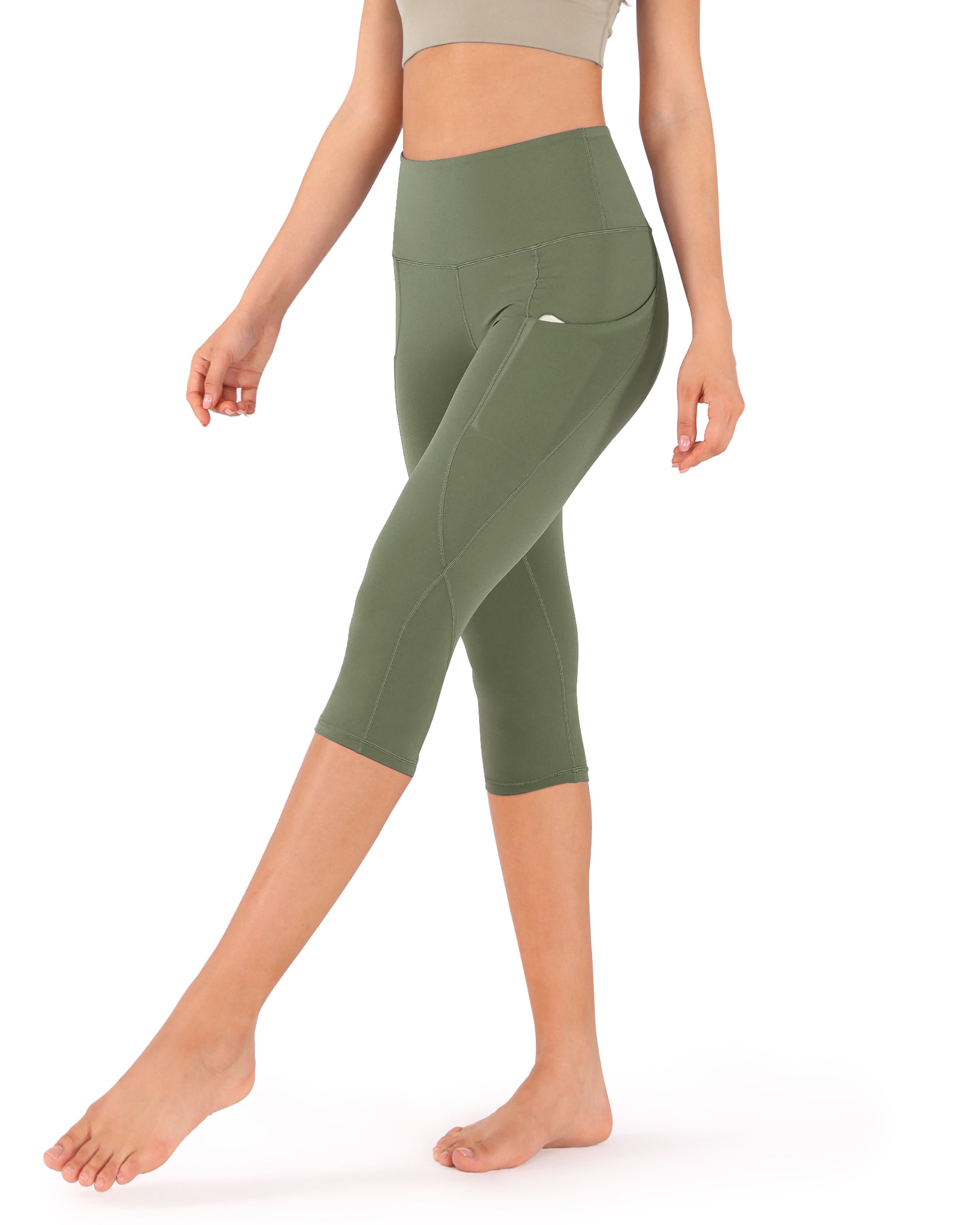 19" High Waist Yoga Capris with Pockets - ododos