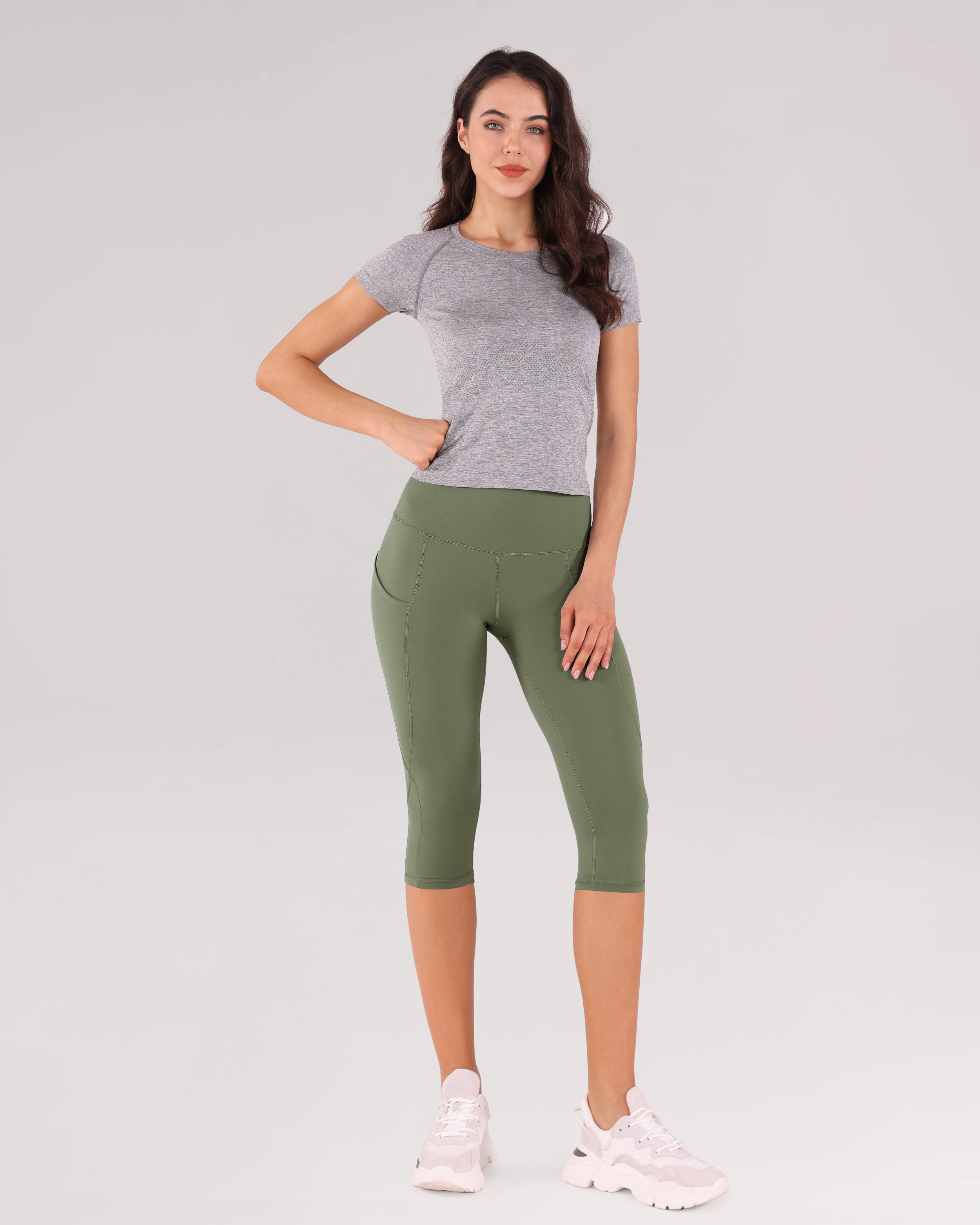 19" High Waist Yoga Capris with Pockets - ododos