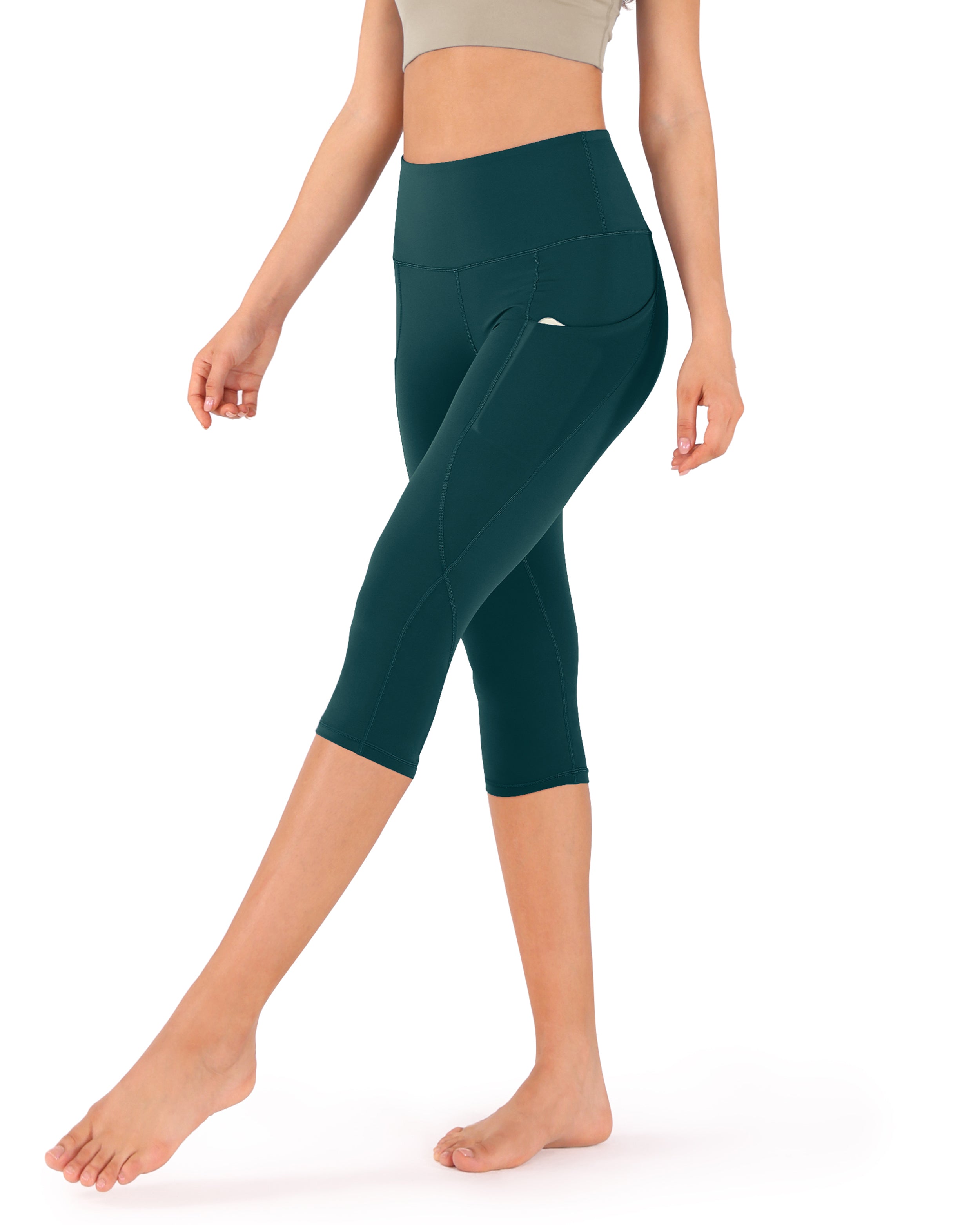 19" High Waist Yoga Capris with Pockets - ododos