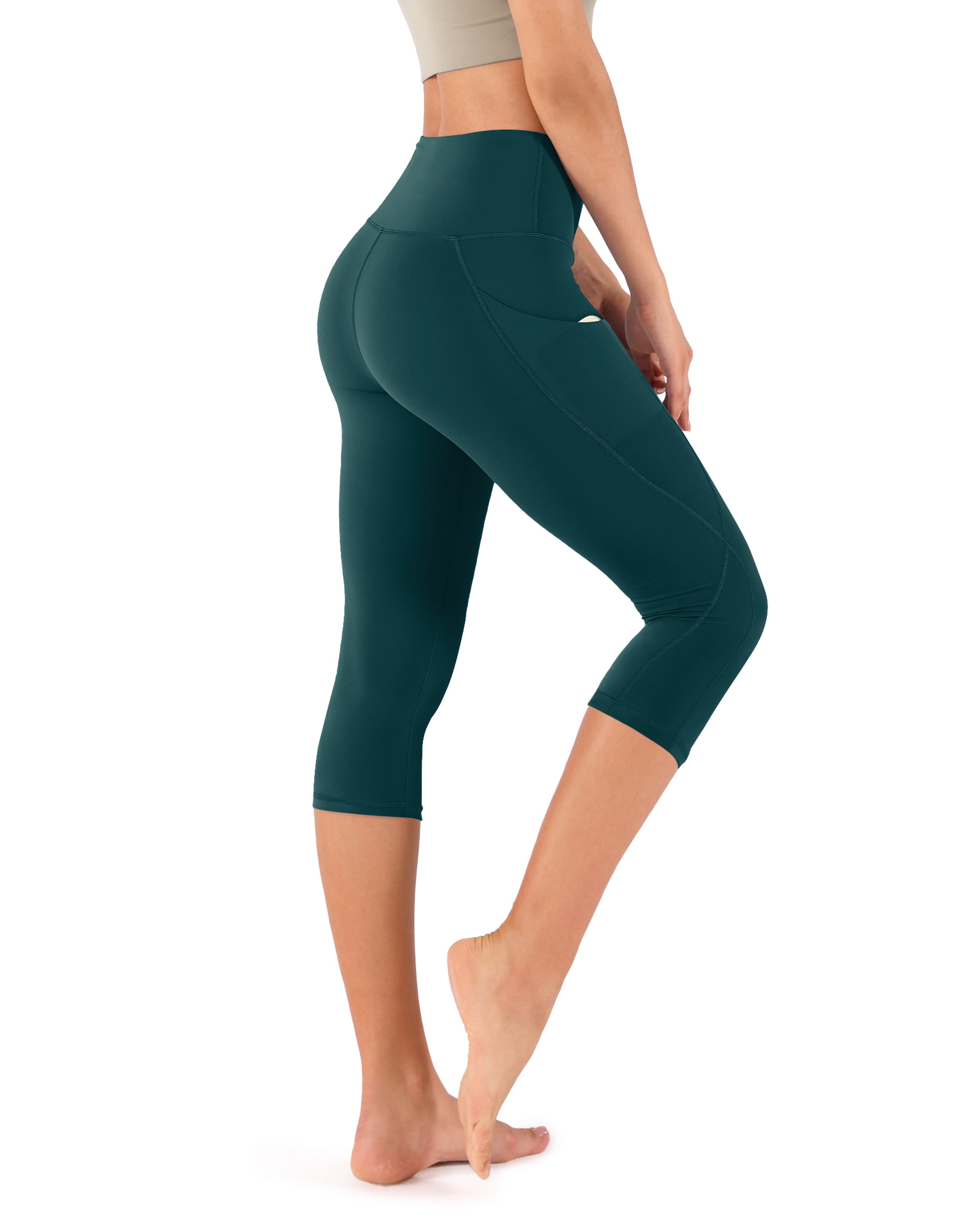 19" High Waist Yoga Capris with Pockets - ododos
