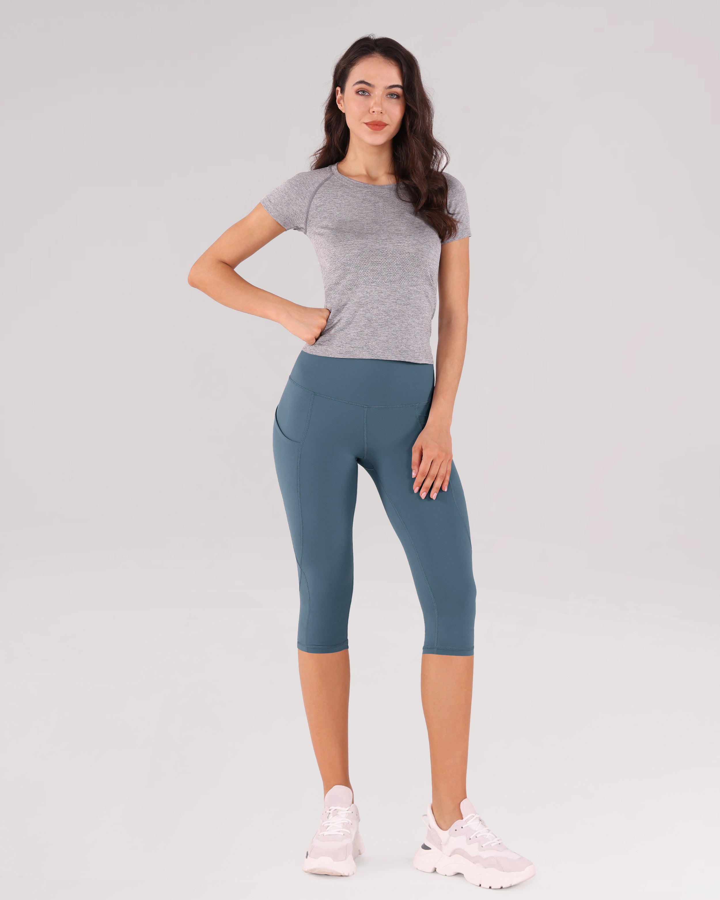 19" High Waist Yoga Capris with Pockets - ododos