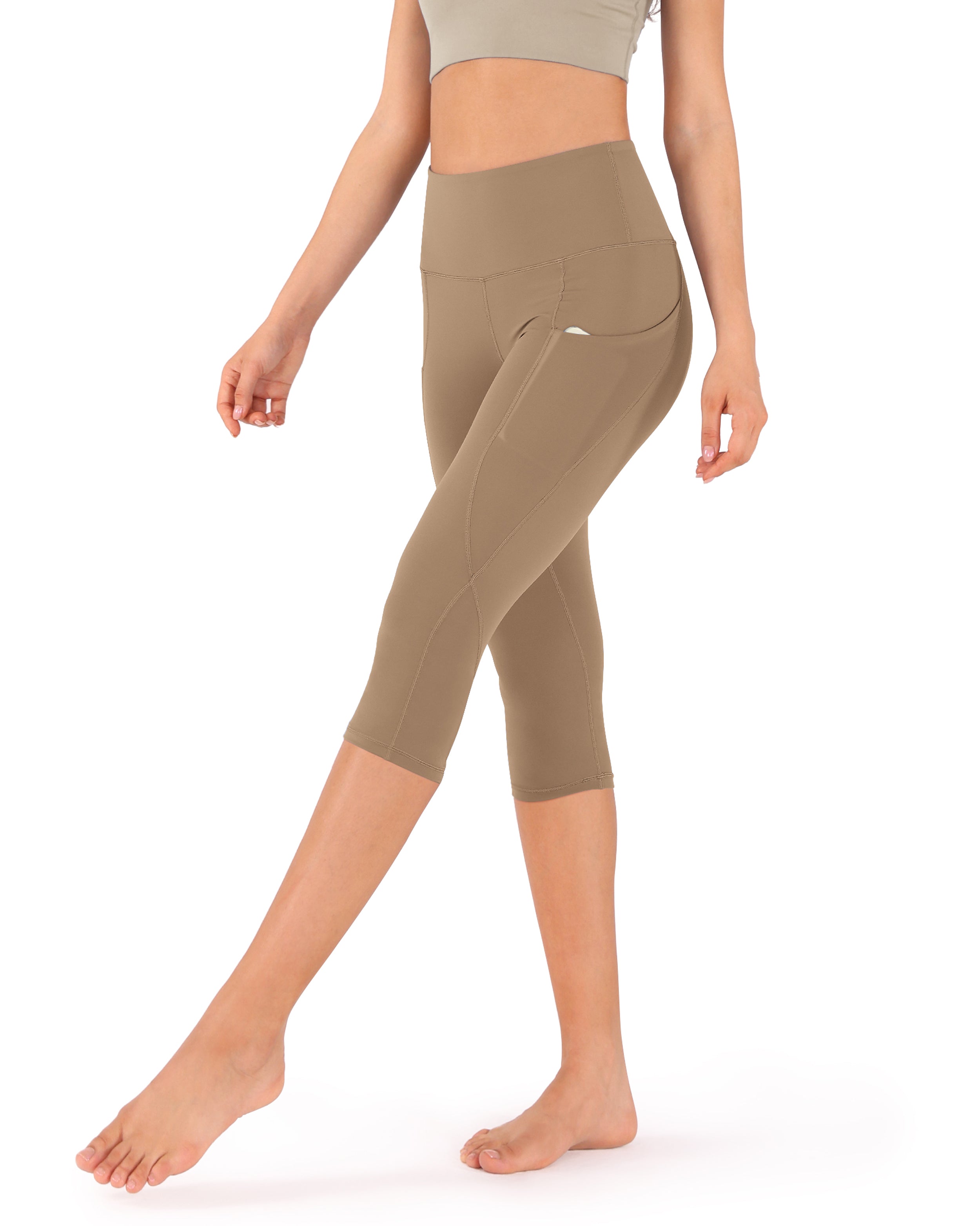 19" High Waist Yoga Capris with Pockets - ododos