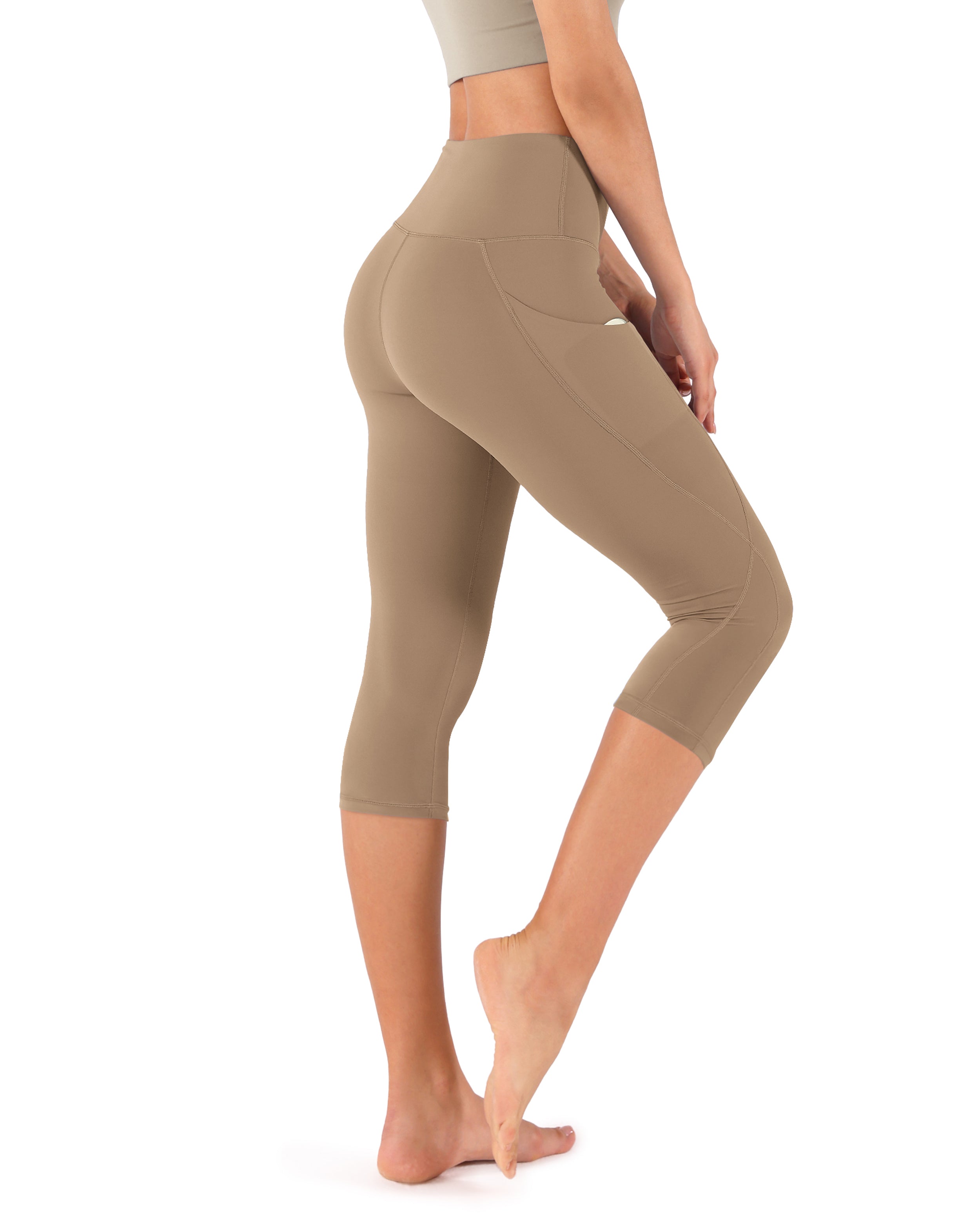 19" High Waist Yoga Capris with Pockets - ododos
