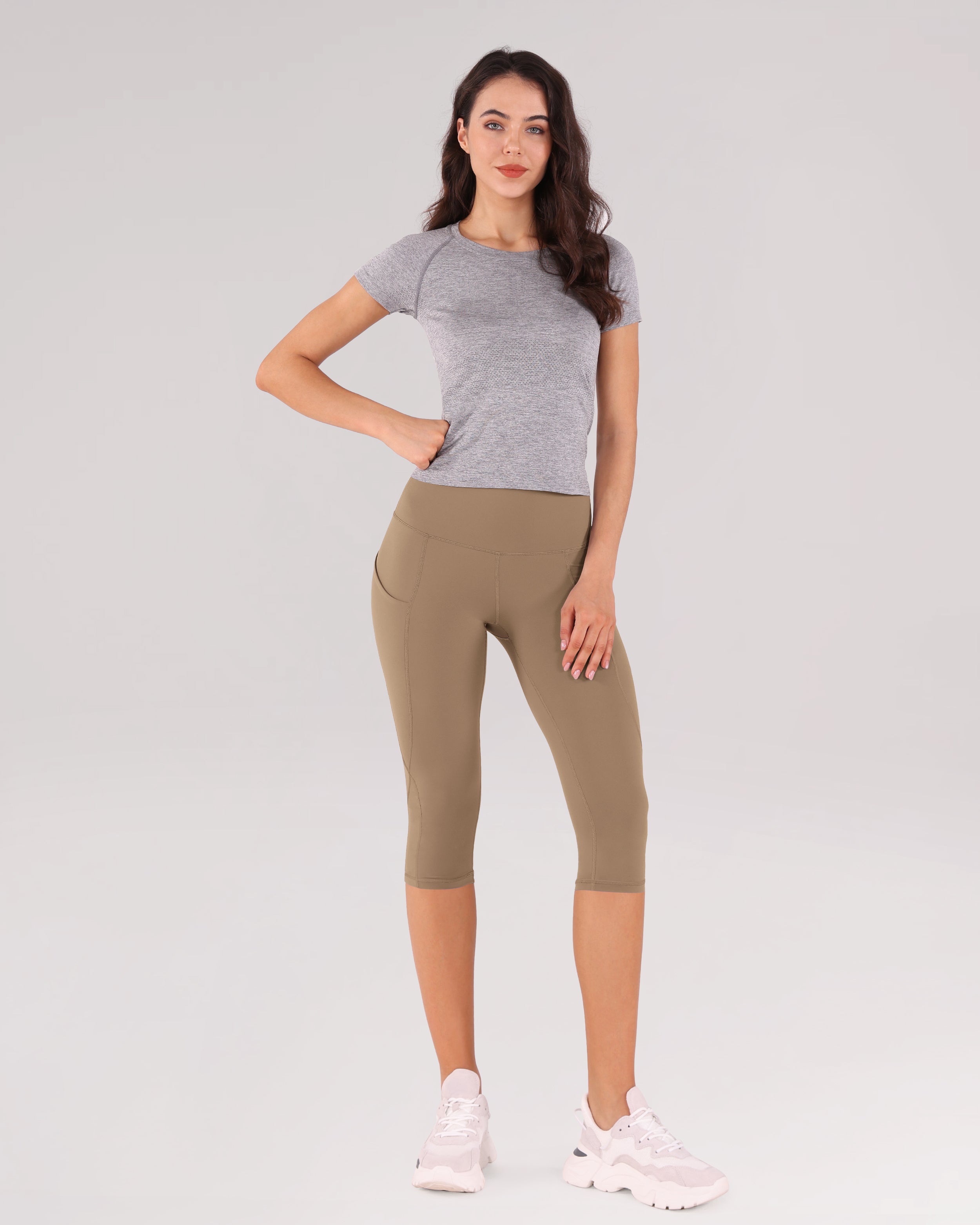 19" High Waist Yoga Capris with Pockets - ododos