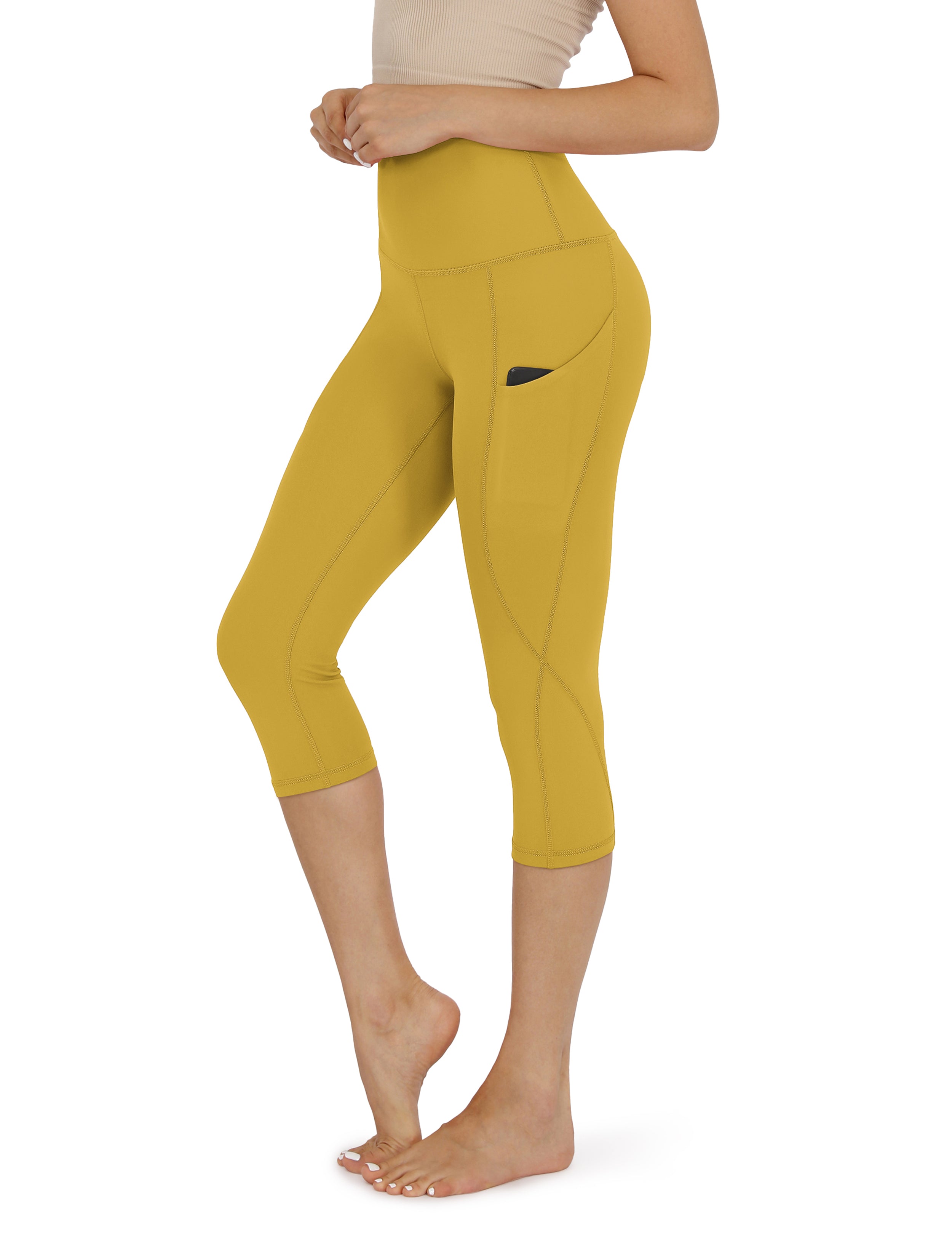 19" High Waist Yoga Capris with Pockets Mango Mint - ododos