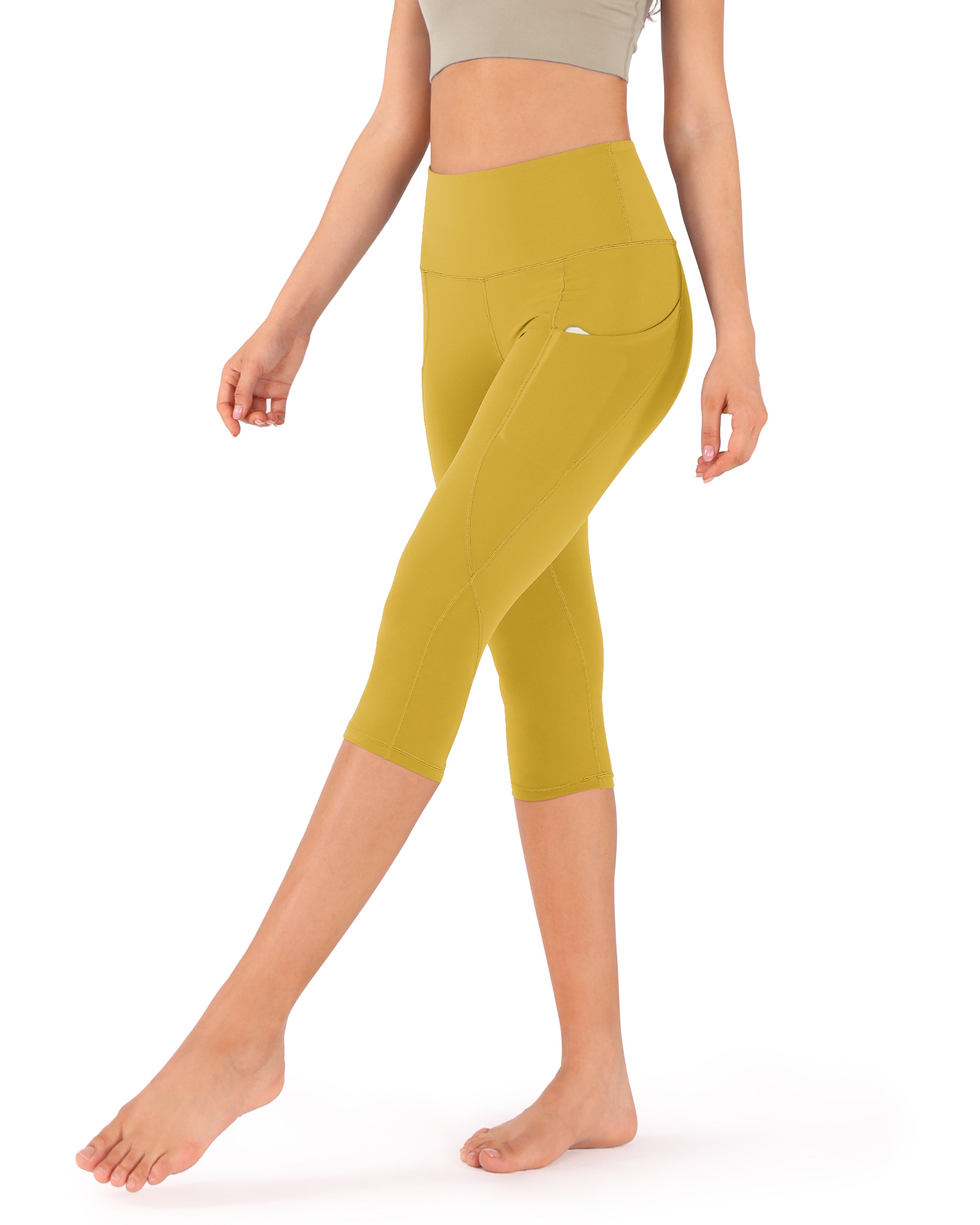 19" High Waist Yoga Capris with Pockets - ododos