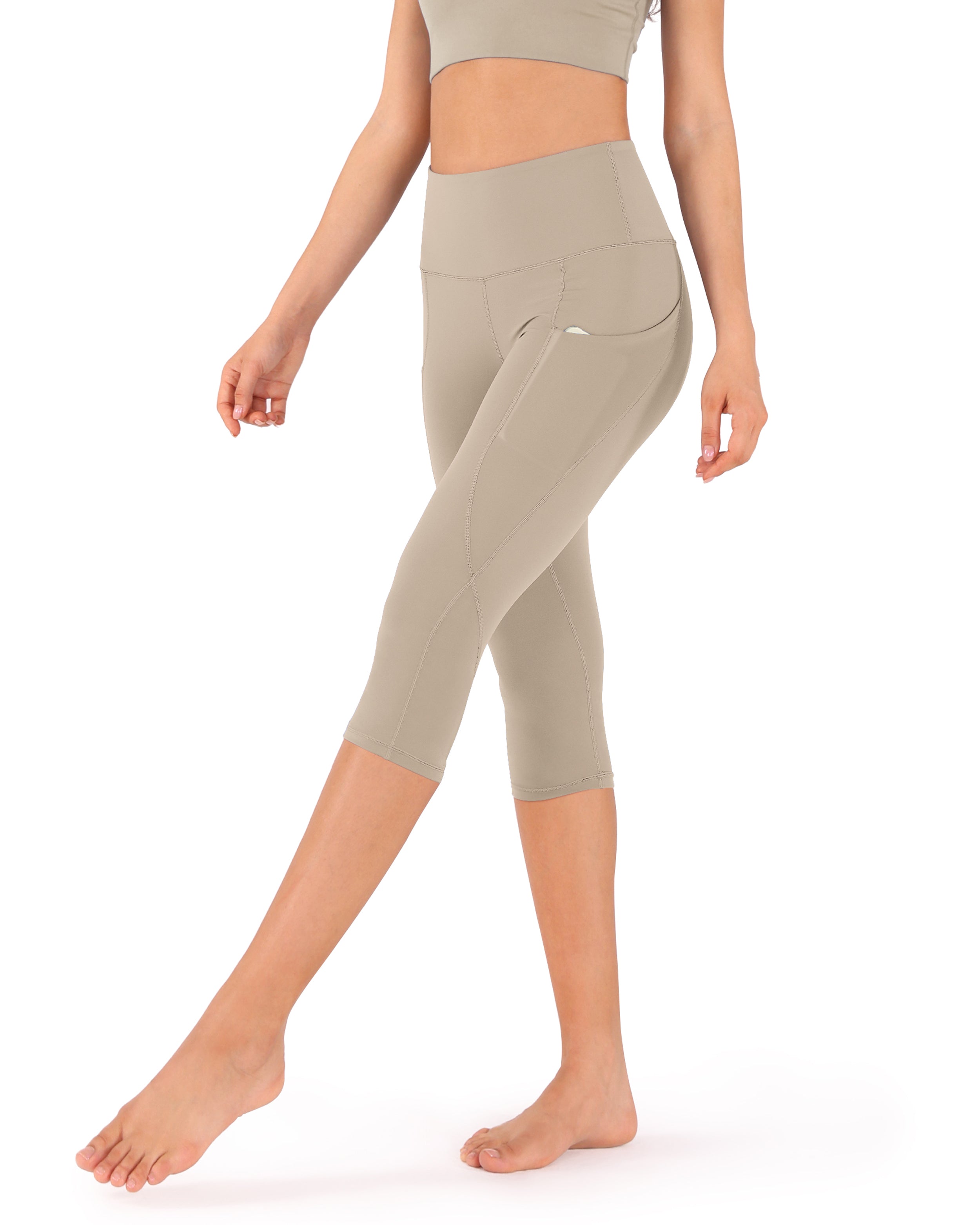 19" High Waist Yoga Capris with Pockets - ododos