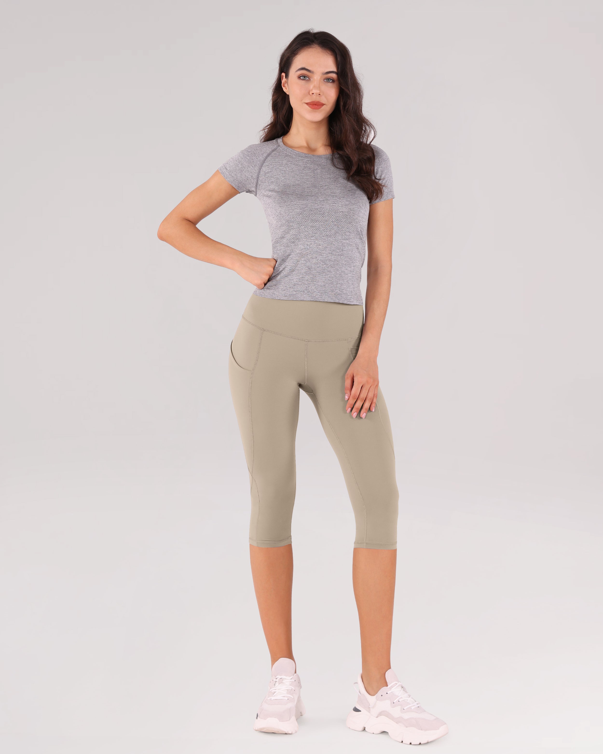 19" High Waist Yoga Capris with Pockets - ododos