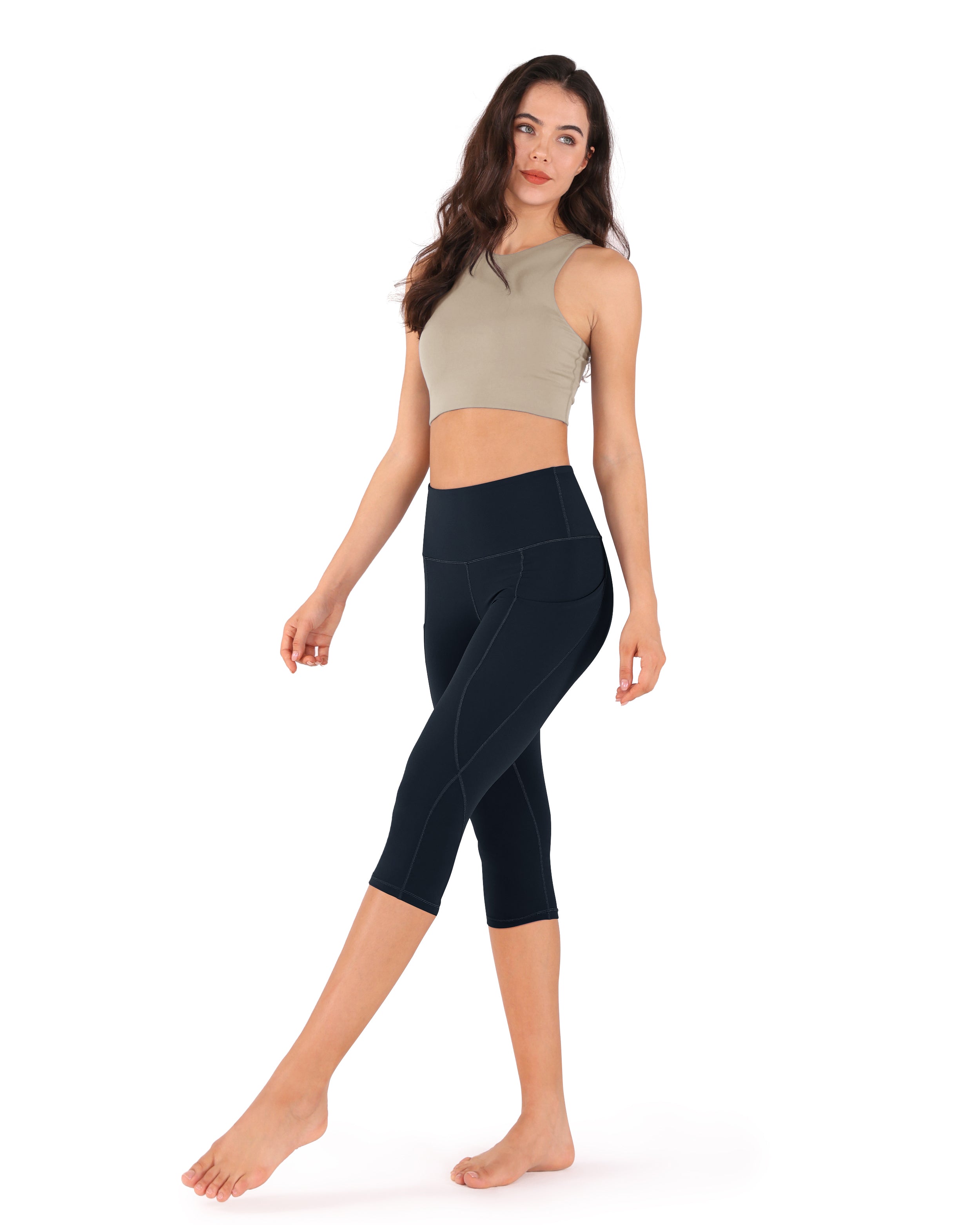 19" High Waist Yoga Capris with Pockets - ododos
