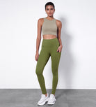 28" High Waisted Yoga Leggings with Pockets Army - ododos