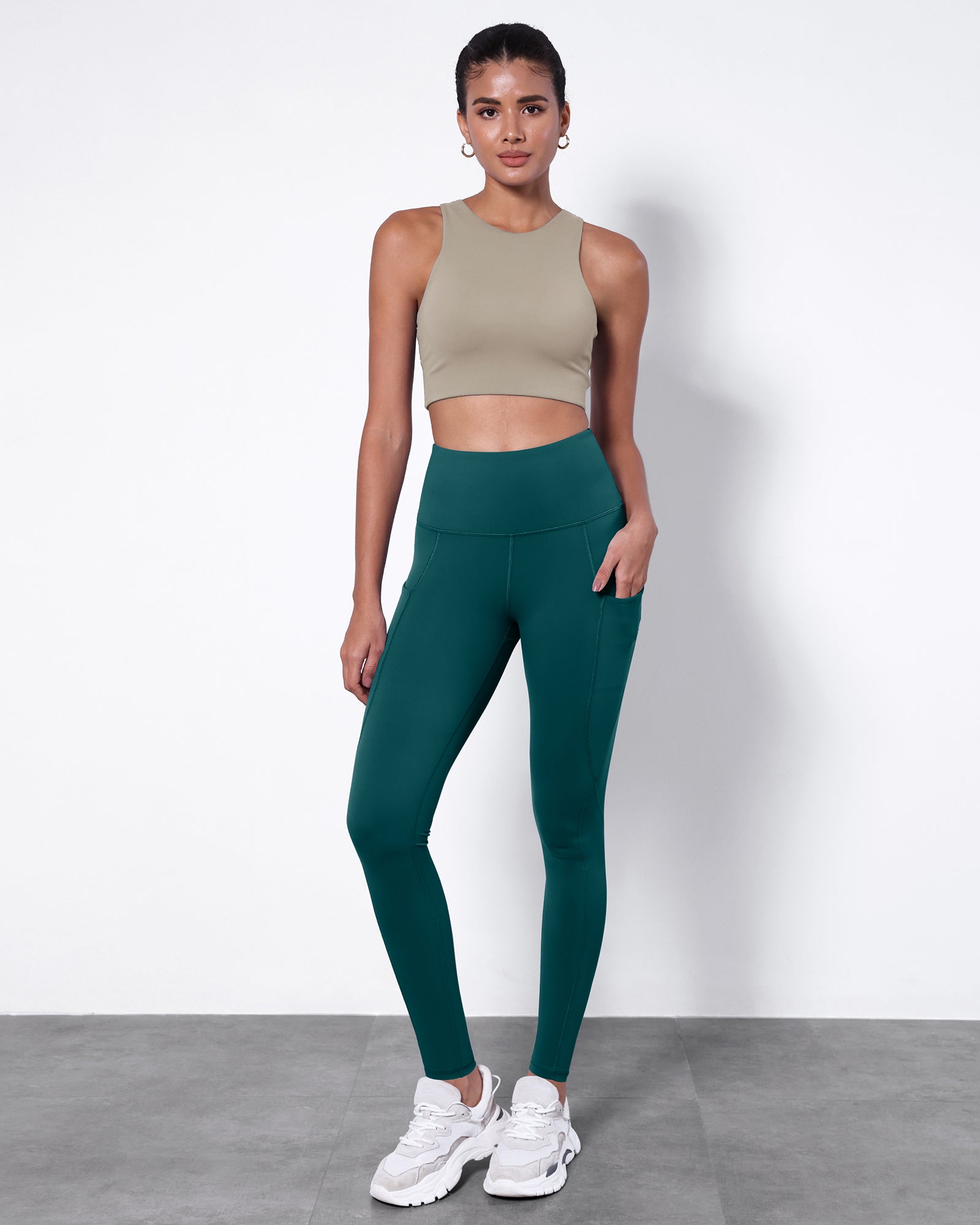 28" High Waisted Yoga Leggings with Pockets Forest Teal - ododos