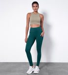 28" High Waisted Yoga Leggings with Pockets Forest Teal - ododos
