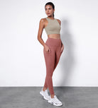 28" High Waisted Yoga Leggings with Pockets Mauve - ododos