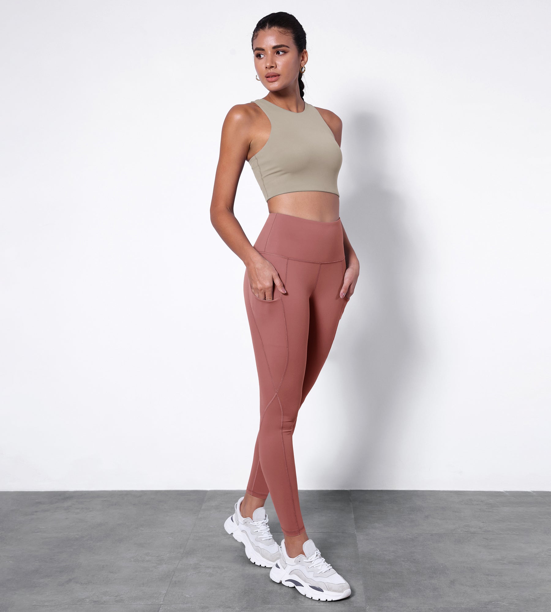 28" High Waisted Yoga Leggings with Pockets Mauve - ododos