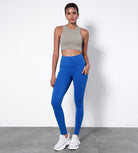 28" High Waisted Yoga Leggings with Pockets Royal Blue - ododos