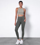 7/8 High Waist Sports Leggings with Pockets Charcoal - ododos