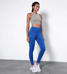 25” High Waisted Tummy Control Through Athletic Yoga Leggings with Pockets Royal Blue - ododos