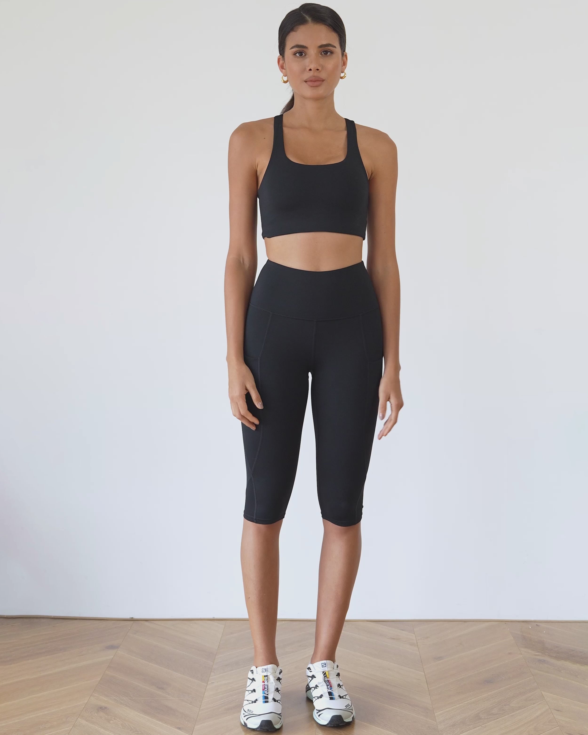 High Waist Knee Length Cropped Leggings