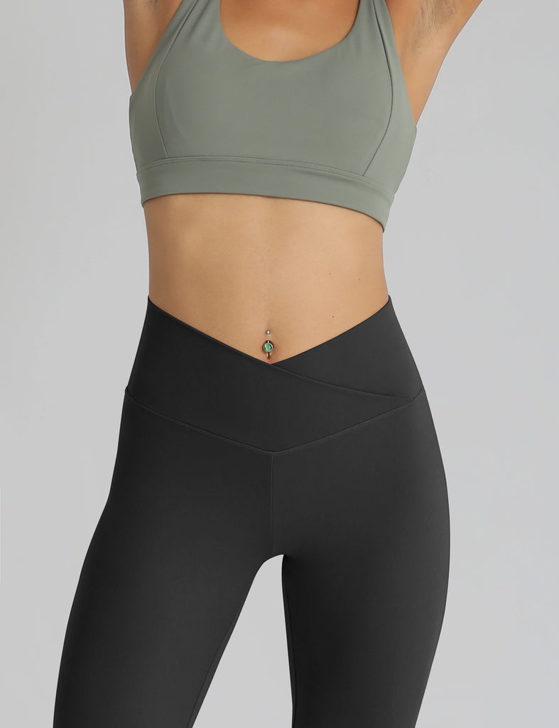  Cross Waist Sports Flare Yoga Pants - ododos