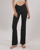 31" Cross Waist Flare Yoga Pants Black - ododos