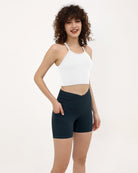 5" Cross Waist Sports Workout Biker Shorts - ododos