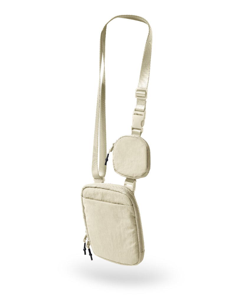 Crossbody Bag with Removable Small Bag Beige One Size - ododos