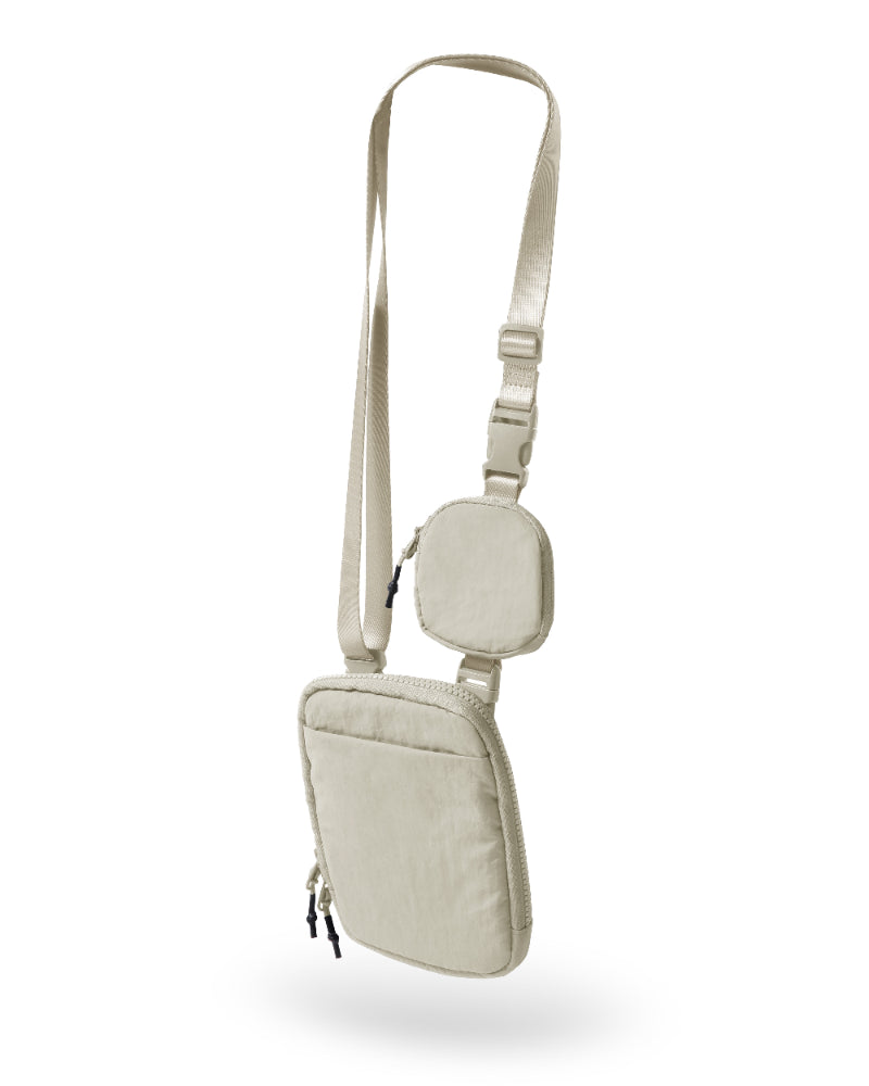 Crossbody Bag with Removable Small Bag Light Grey One Size - ododos