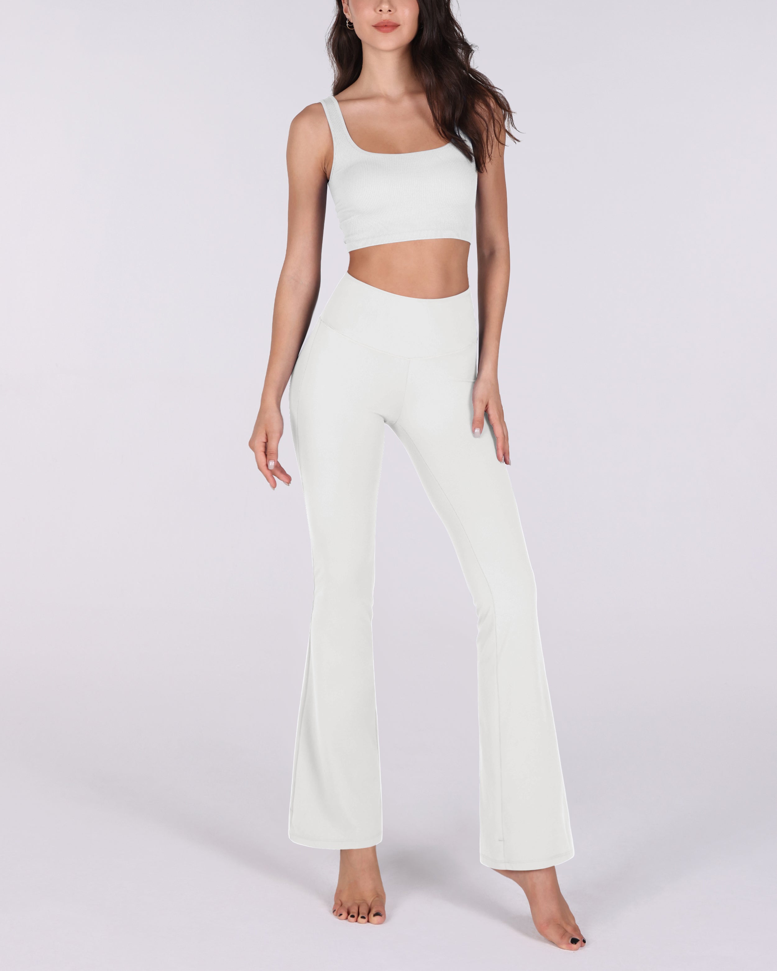 29" High Waisted Flared Work Pants - ododos