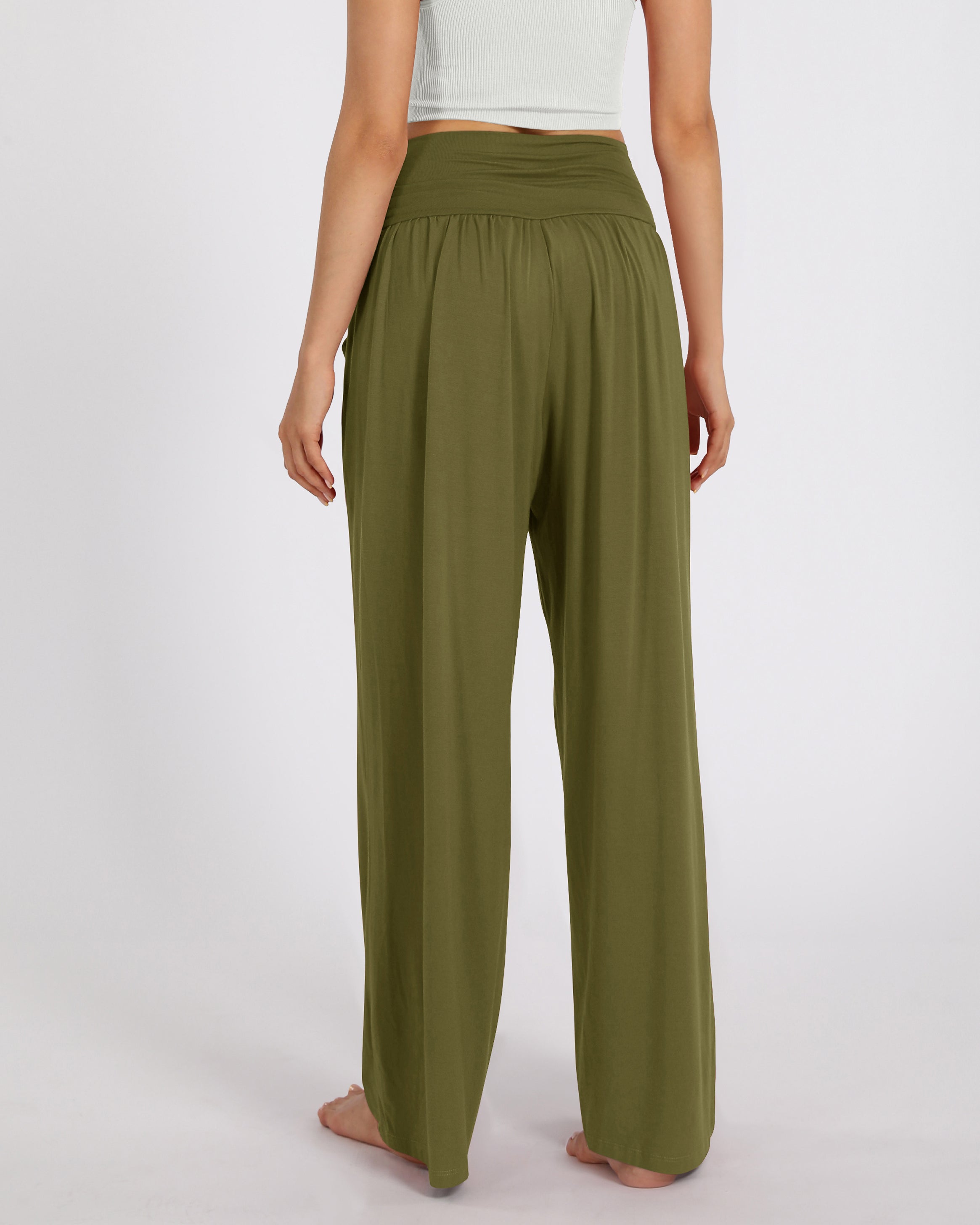 28" Wide Leg Palazzo Loose Comfy Lounge Pants with Pockets - ododos