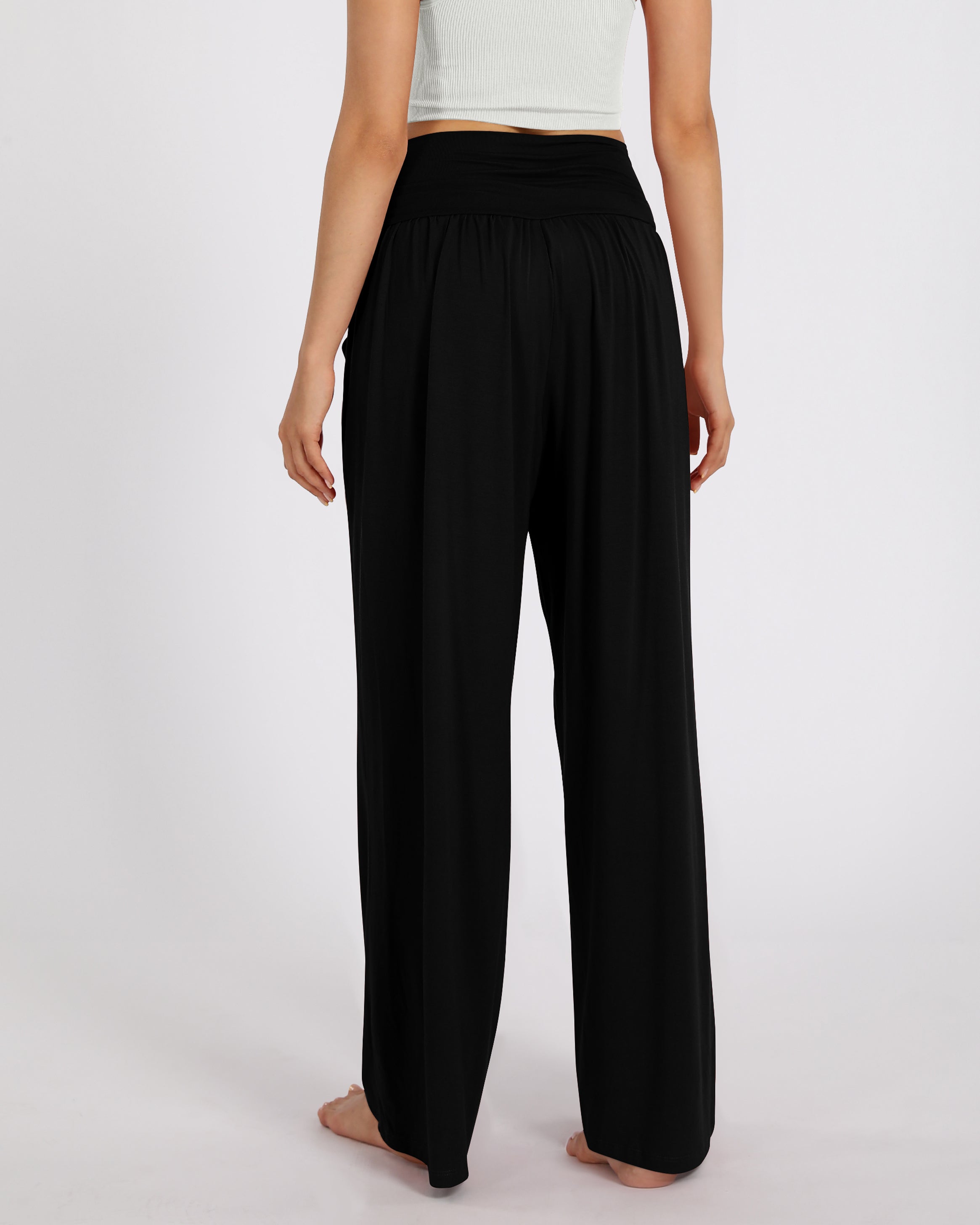 28" Wide Leg Palazzo Loose Comfy Lounge Pants with Pockets - ododos