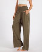 28" Wide Leg Palazzo Loose Comfy Lounge Pants with Pockets Brownie - ododos