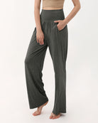 28" Wide Leg Palazzo Loose Comfy Lounge Pants with Pockets Charcoal Heather - ododos