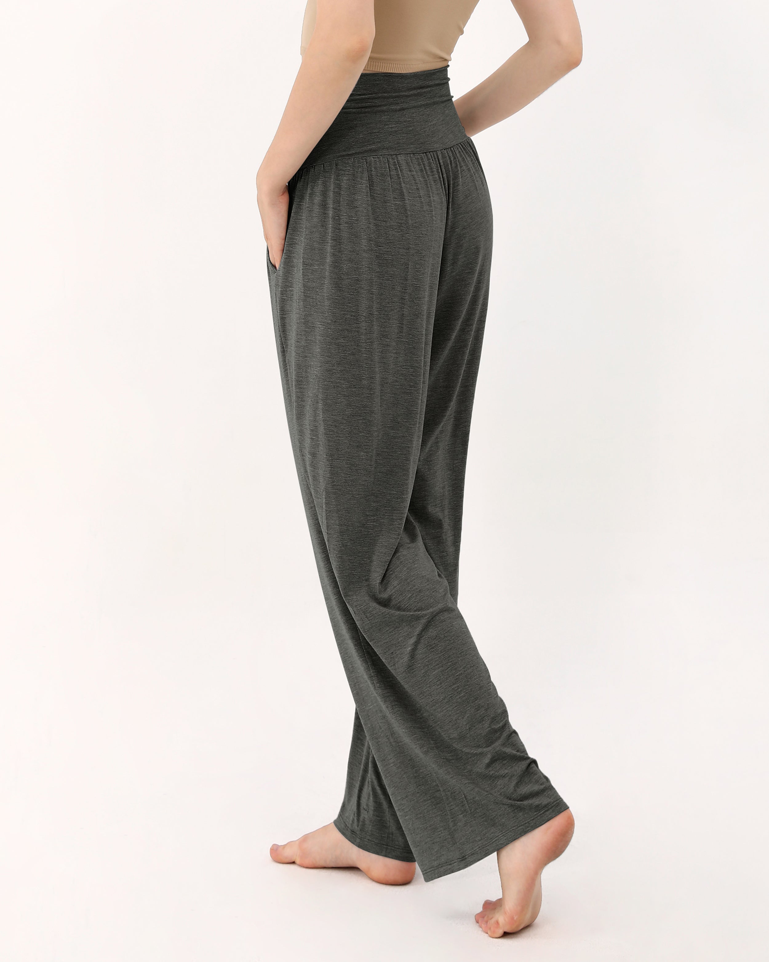 28" Wide Leg Palazzo Loose Comfy Lounge Pants with Pockets - ododos