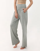 28" Wide Leg Palazzo Loose Comfy Lounge Pants with Pockets Gray Heather - ododos