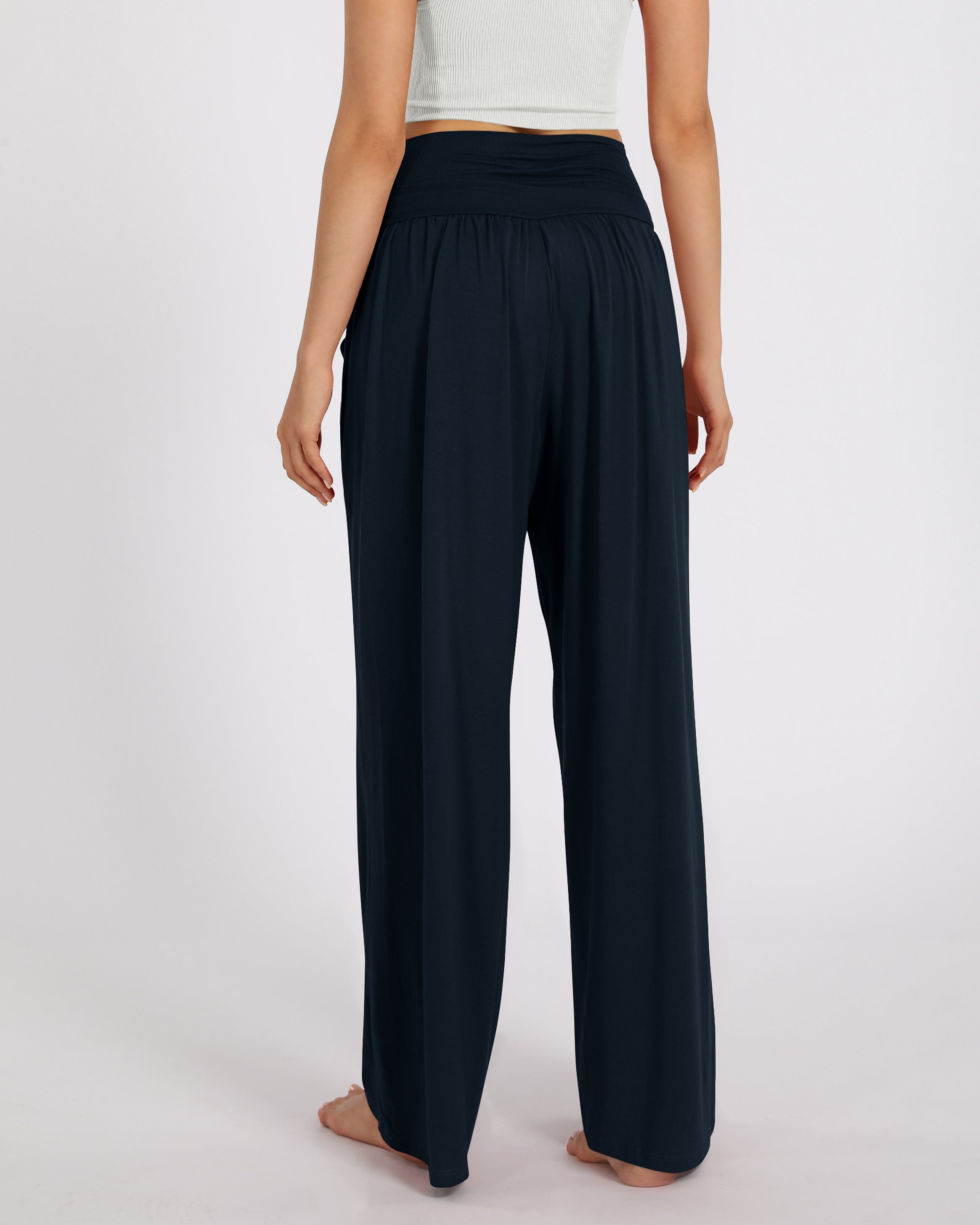 28" Wide Leg Palazzo Loose Comfy Lounge Pants with Pockets - ododos