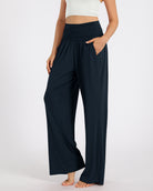 28" Wide Leg Palazzo Loose Comfy Lounge Pants with Pockets Midnight - ododos
