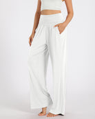 28" Wide Leg Palazzo Loose Comfy Lounge Pants with Pockets White - ododos