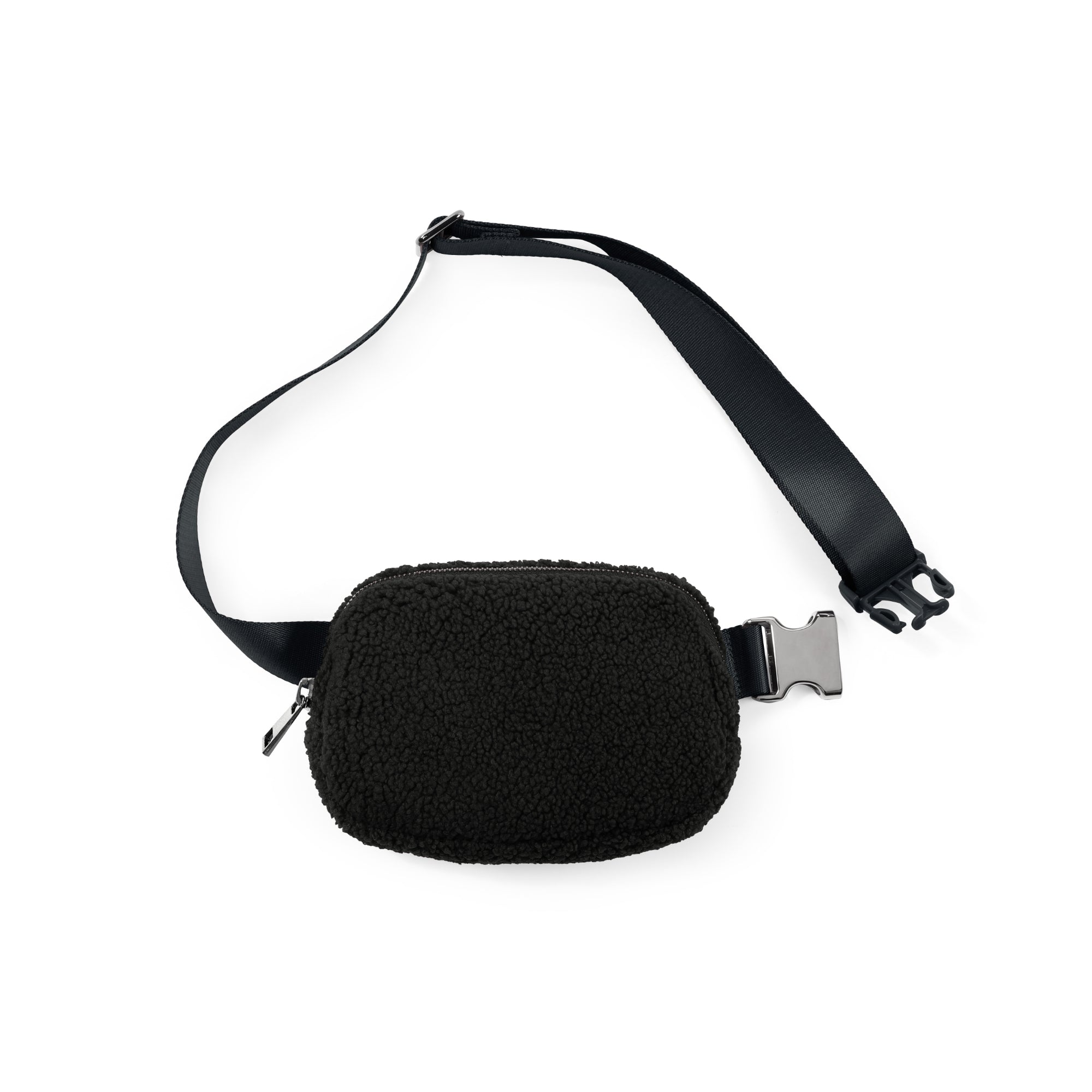 Fleece Mini Belt Bag Fleece Black 8" x 2" x 5.5" - ododos
