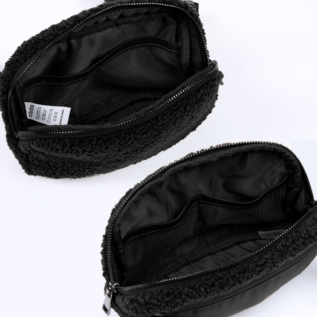 ODODOS Fleece Mini Belt Bag with Adjustable Strap