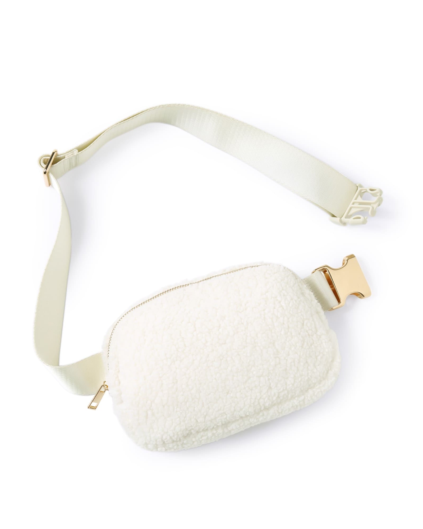 Fleece Mini Belt Bag Fleece lvory 8" x 2" x 5.5" - ododos