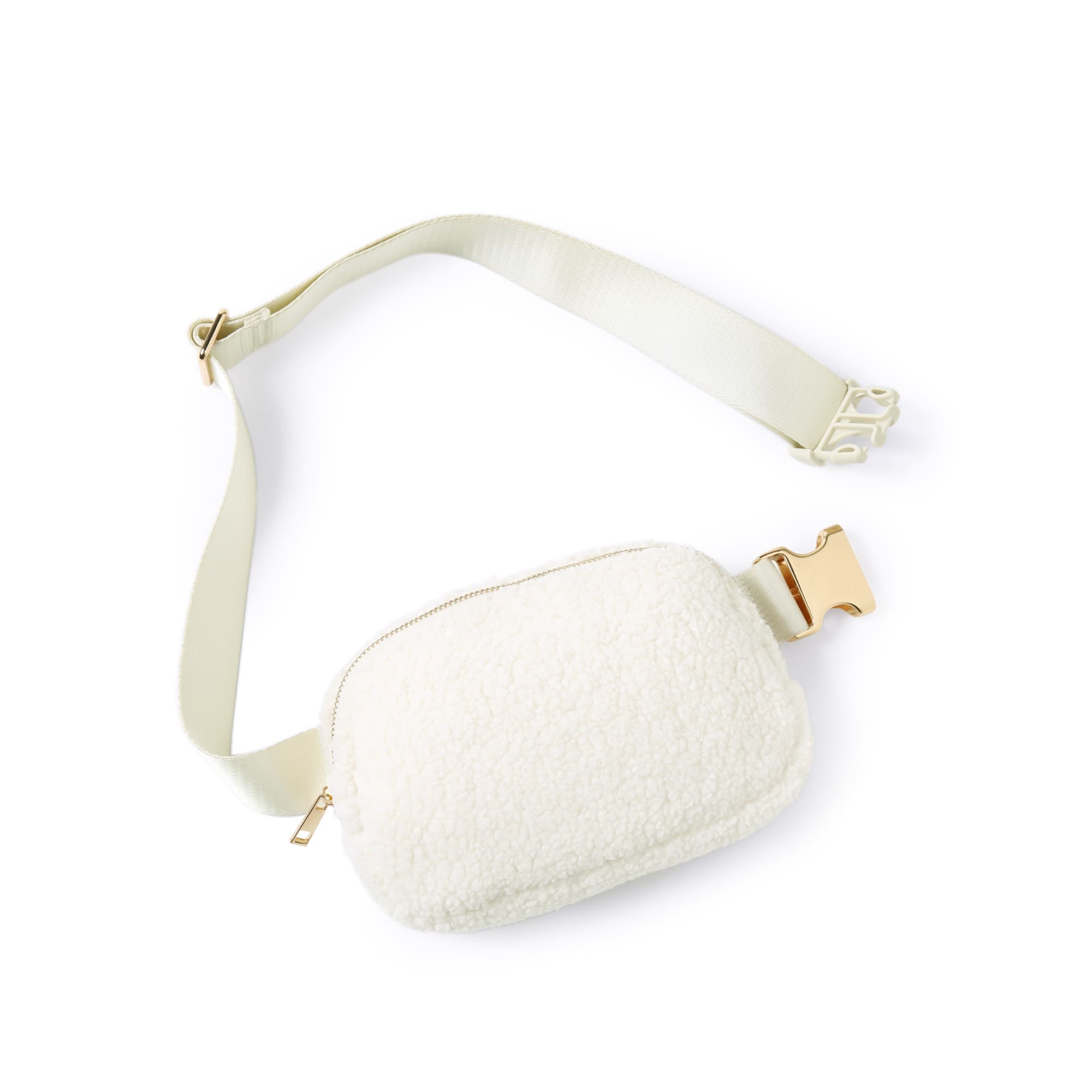 Fleece Mini Belt Bag Fleece lvory 8" x 2" x 5.5" - ododos