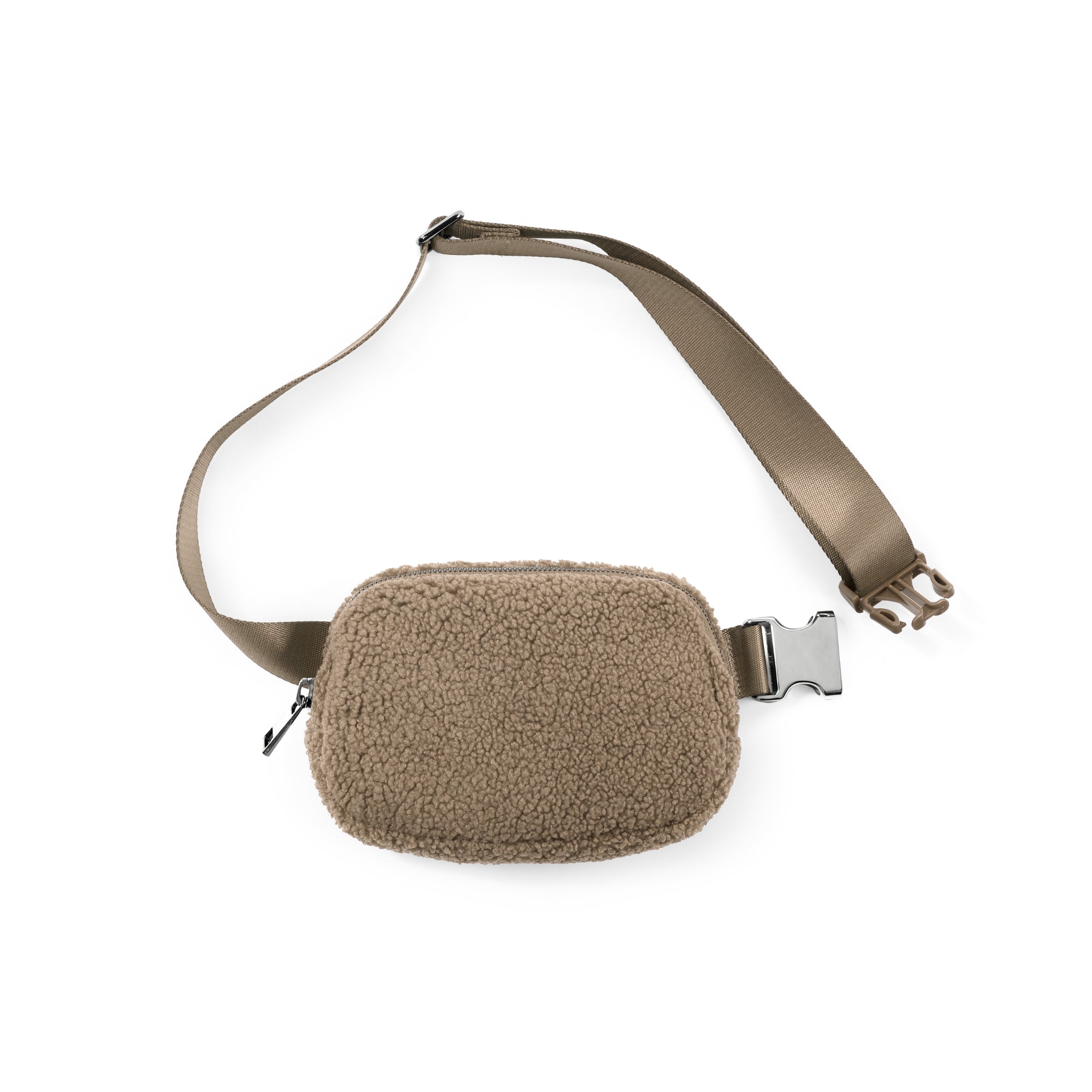 Fleece Mini Belt Bag Fleece Taupe 8" x 2" x 5.5" - ododos