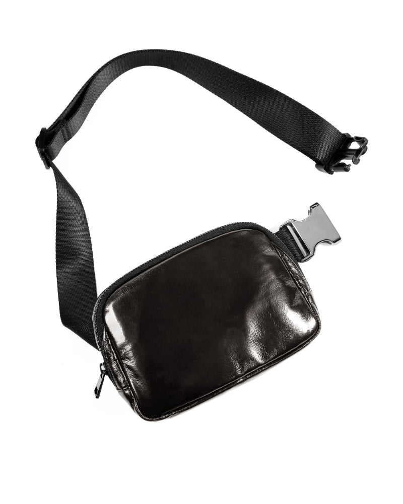 Holographic Shiny Mini Belt Bag Dark Brown 8" x 2" x 5.5" - ododos
