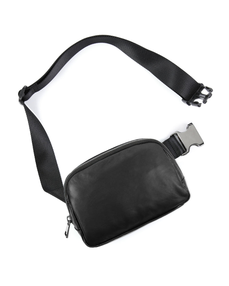 Holographic Shiny Mini Belt Bag Matt Black 8" x 2" x 5.5" - ododos