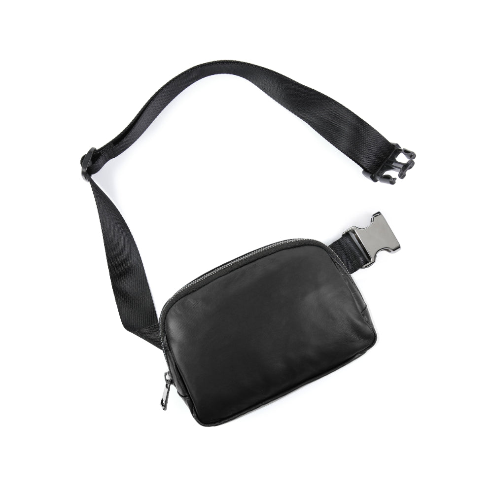 Holographic Shiny Mini Belt Bag Matt Black 8" x 2" x 5.5" - ododos